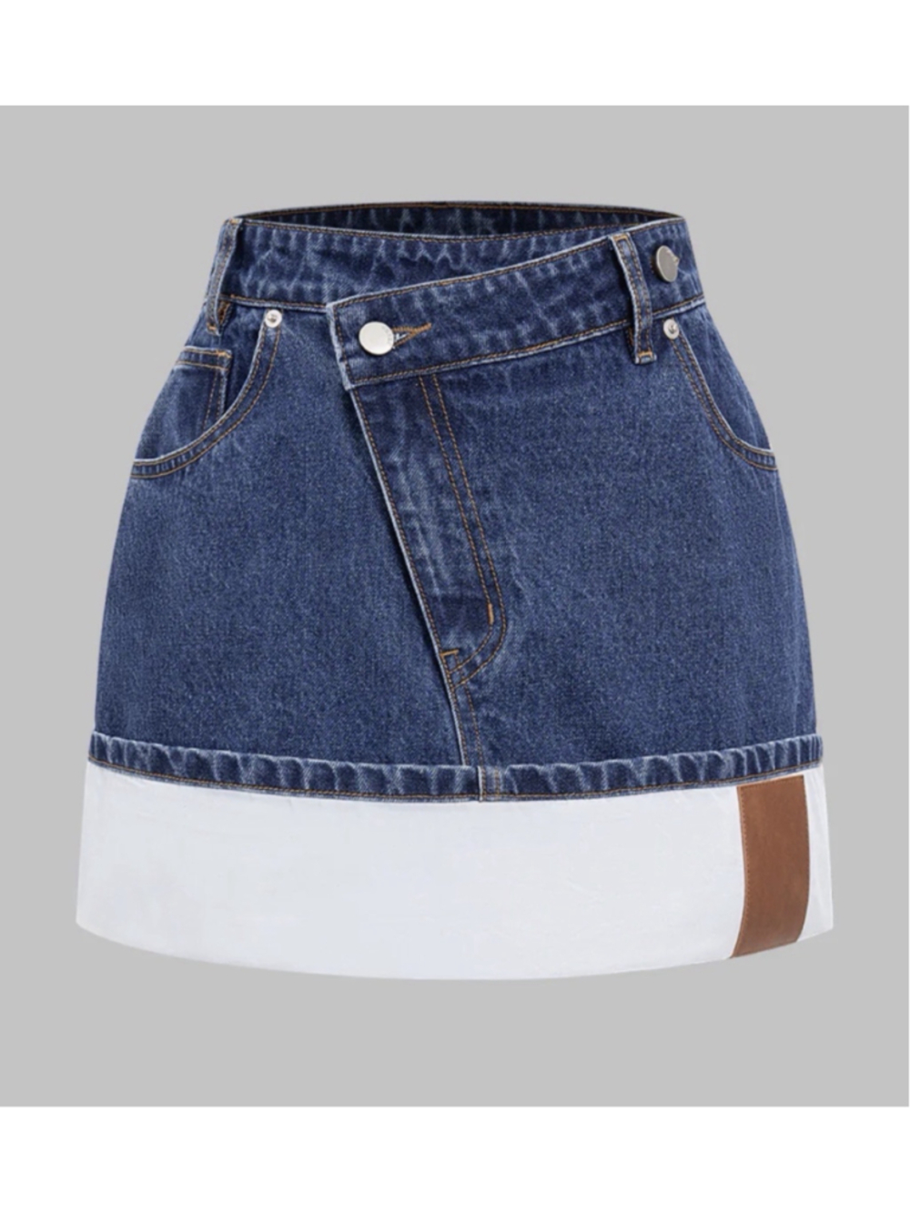 Micas Denim Asymmetrical Patchwork Zipper Skirt M
